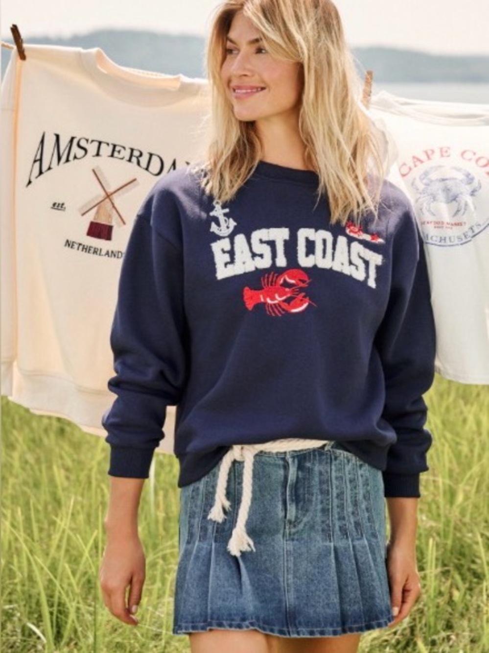 Altar’d State East Coast Sweatshirt Navy Blue